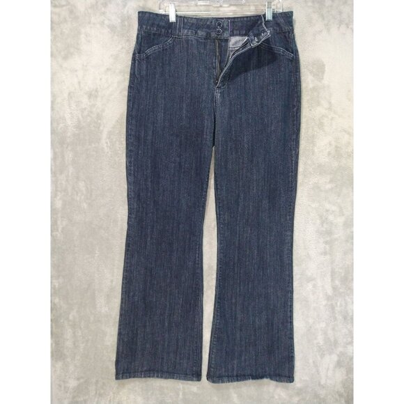 NYDJ Jeans Womens 16 Blue Denim Billie Mini Boot Cut Dark Wash Flap Pockets - Picture 2 of 8